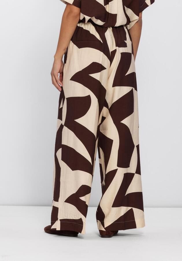 Grace & Mila wide leg regular waist casual broek donkerbruin - Foto 2