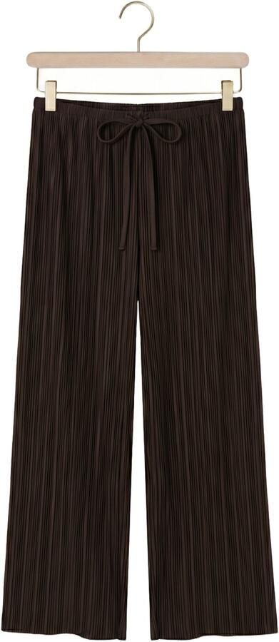 Grace & Mila wide leg regular waist broek donkerbruin - Foto 4