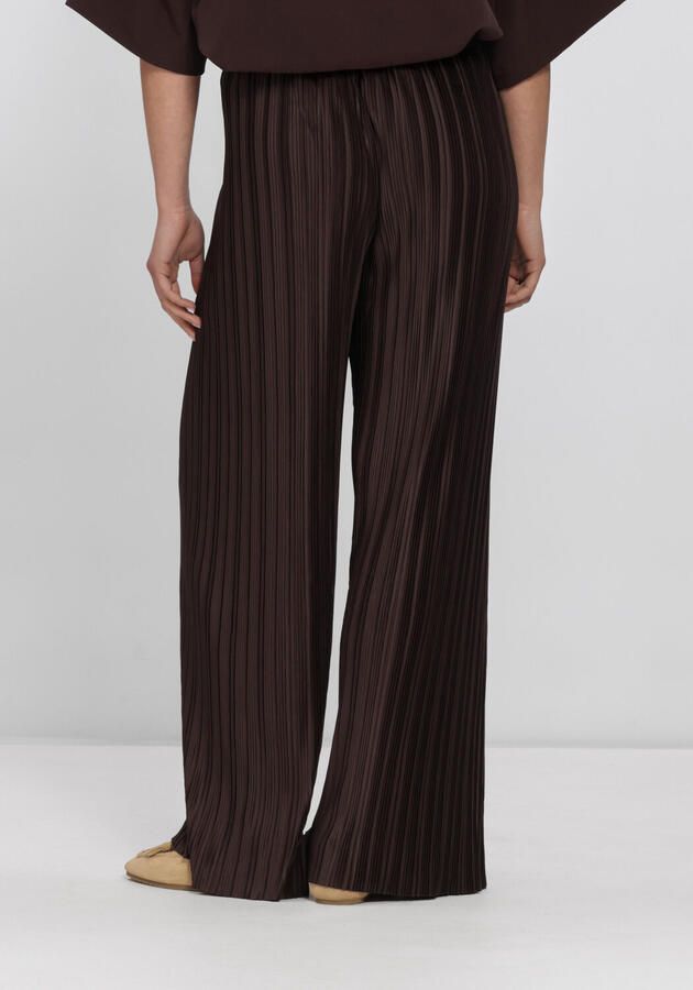 Grace & Mila wide leg regular waist broek donkerbruin - Foto 2