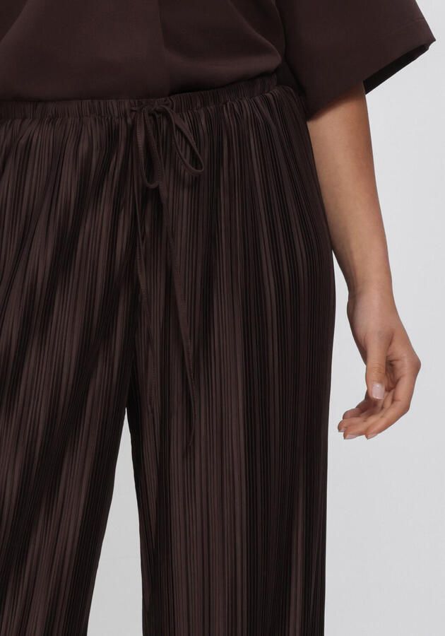 Grace & Mila wide leg regular waist broek donkerbruin - Foto 3