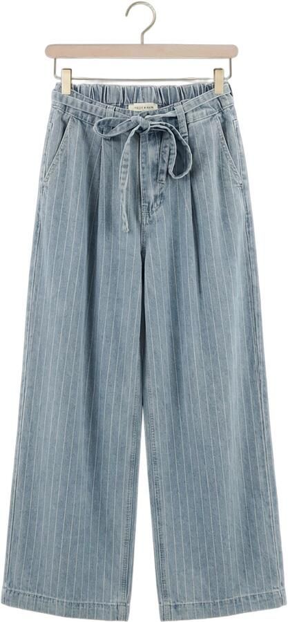 Grace & Mila high waist gestreepte wide leg jeans medium blue denim - Foto 4