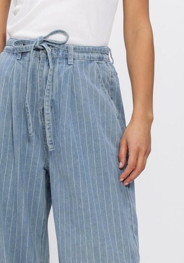 Grace & Mila high waist gestreepte wide leg jeans medium blue denim - Foto 3