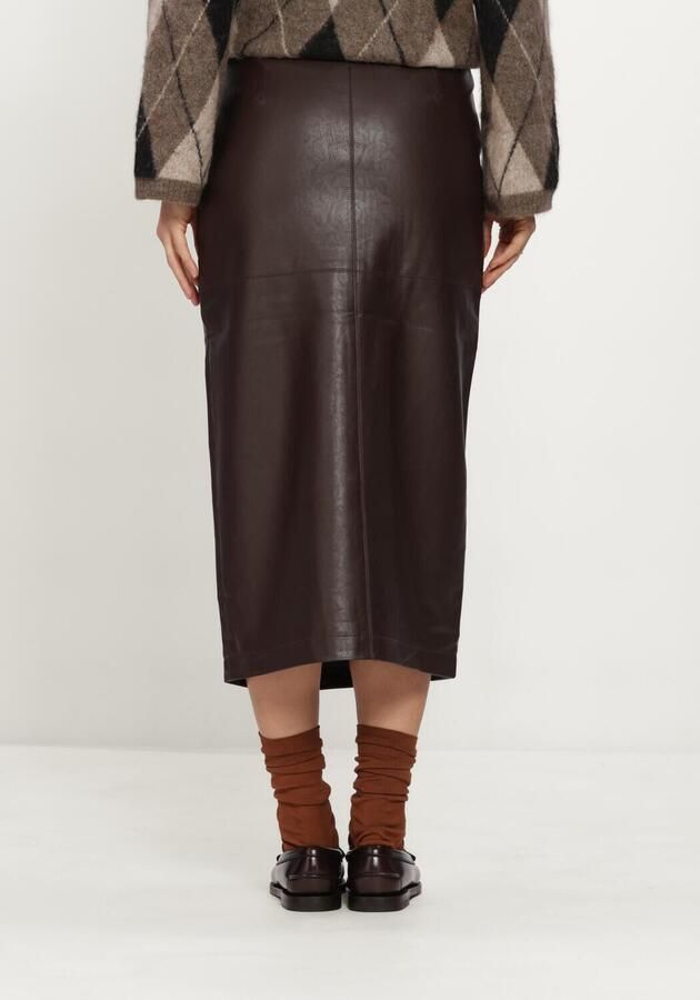 Grace & Mila imitatieleren midi rok bruin - Foto 2