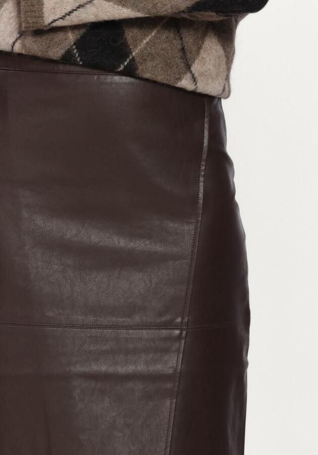 Grace & Mila imitatieleren midi rok bruin - Foto 3