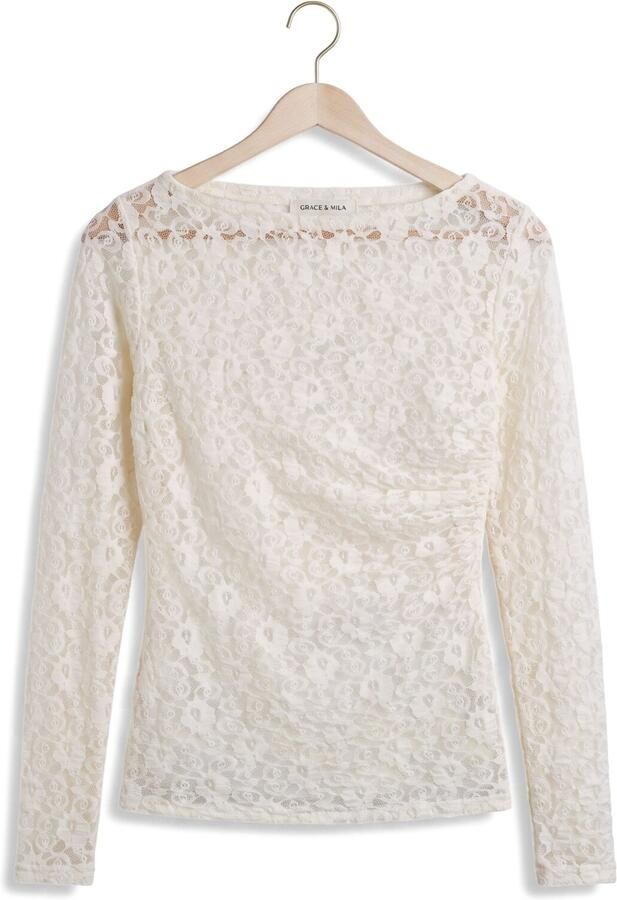 GRACE & MILA Dames Tops & T-shirts Top Ecru - Foto 4