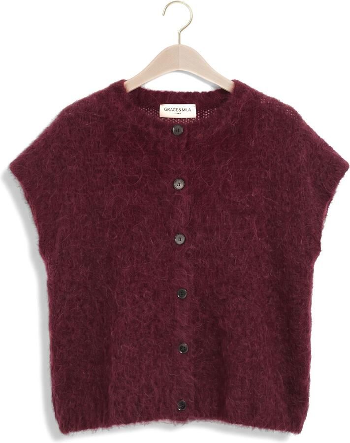 GRACE & MILA Dames Truien & Vesten Cardigan Bordeaux - Foto 2