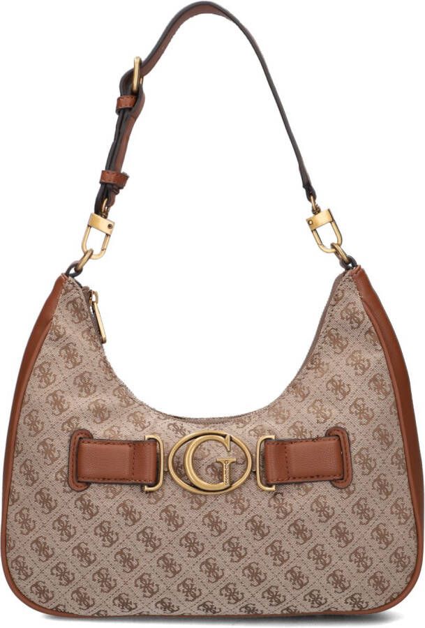 Guess Contrasterende Ritssluiting Schoudertas Bruin Dames