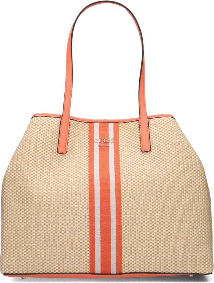 Guess Grote Tote Tas van Geweven Stro met Oranje Details Orange Dames