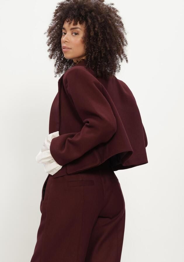 HARPER & YVE cropped blazer met ruches donkerrood - Foto 3