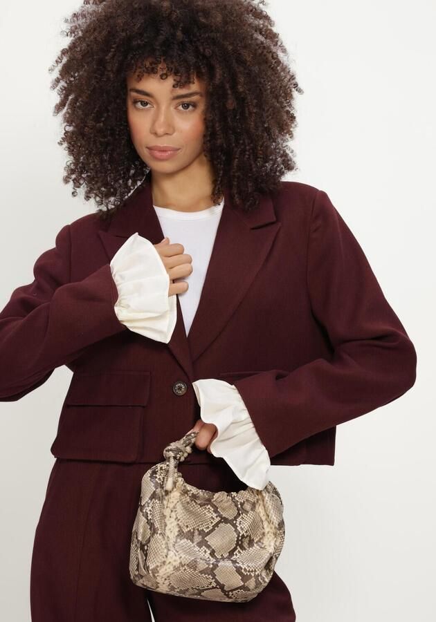 HARPER & YVE cropped blazer met ruches donkerrood - Foto 4