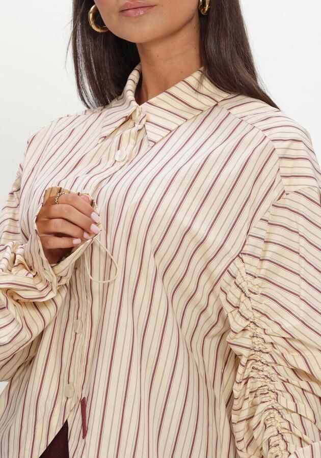 HARPER & YVE gestreepte blouse met plooien geel - Foto 4