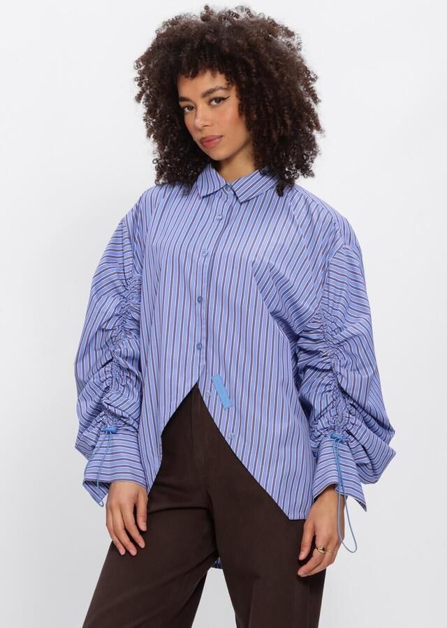 HARPER & YVE gestreepte blouse met plooien blauw