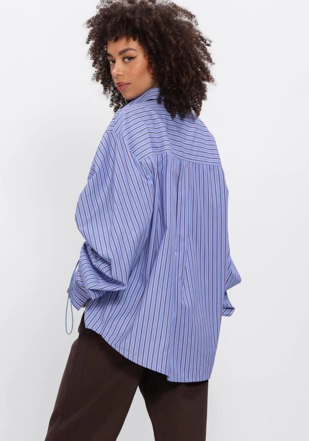 HARPER & YVE gestreepte blouse met plooien blauw - Foto 3