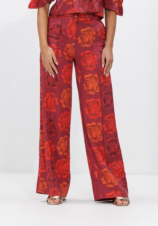 HARPER & YVE wide leg high waist gebloemde broek roodbruin