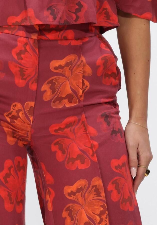 HARPER & YVE wide leg high waist gebloemde broek roodbruin - Foto 3