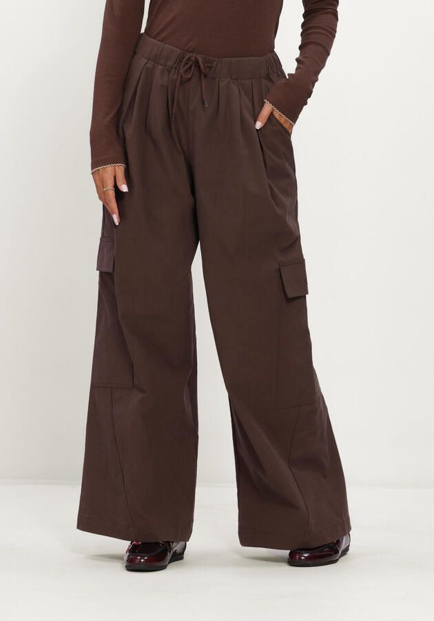 HARPER & YVE wide leg cargobroek donkerbruin