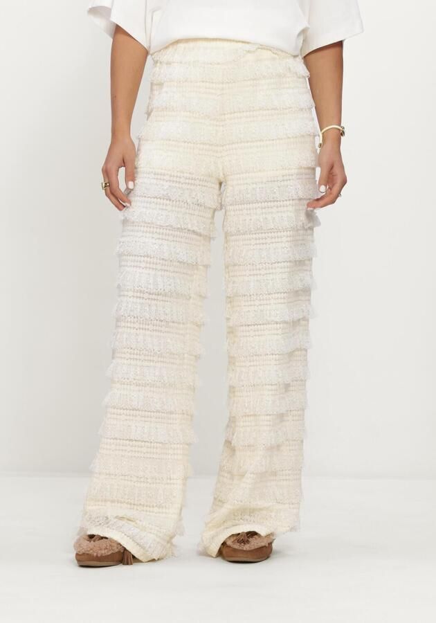 HARPER & YVE straight fit broek met ruches ecru