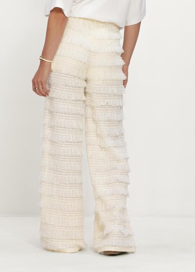 HARPER & YVE straight fit broek met ruches ecru - Foto 2