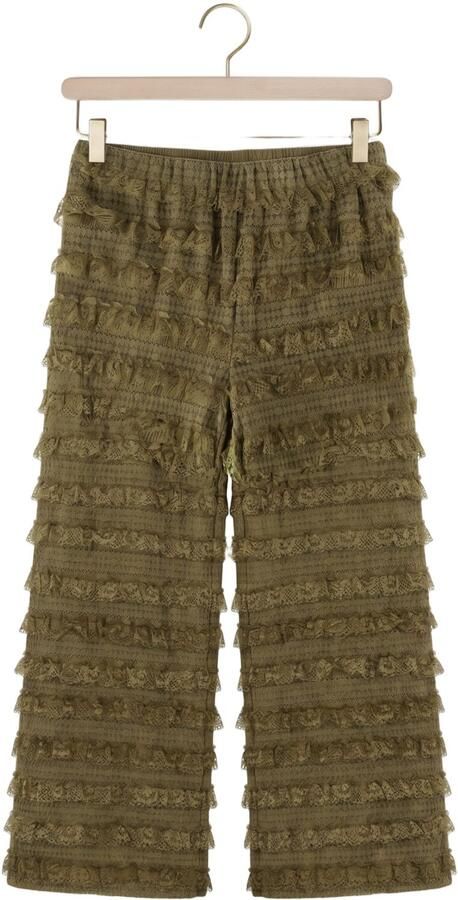 HARPER & YVE high waist straight fit broek met ruches khaki - Foto 4