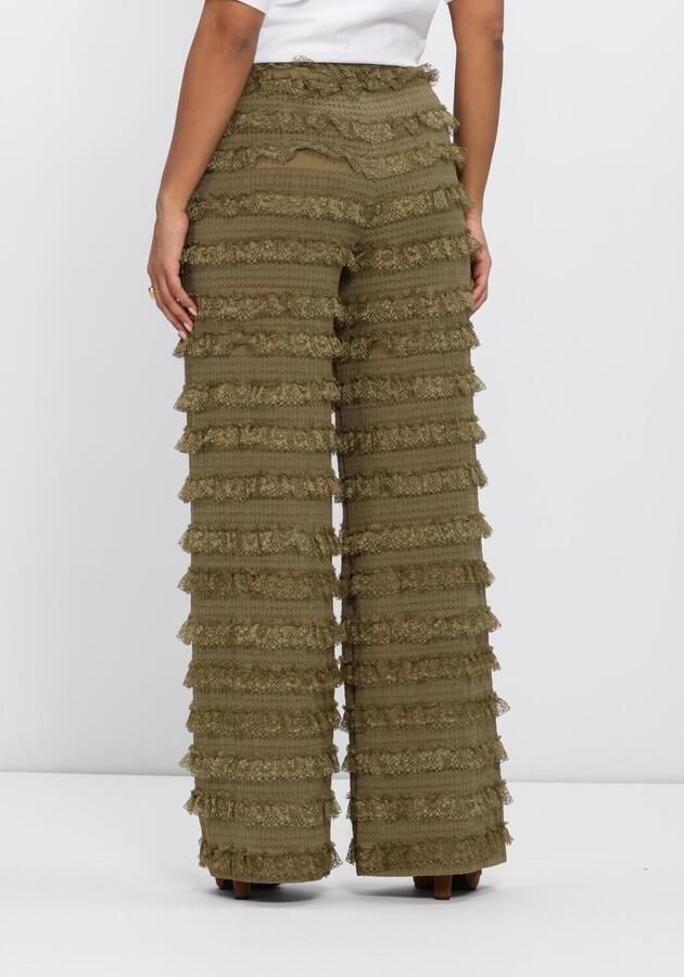 HARPER & YVE high waist straight fit broek met ruches khaki - Foto 2