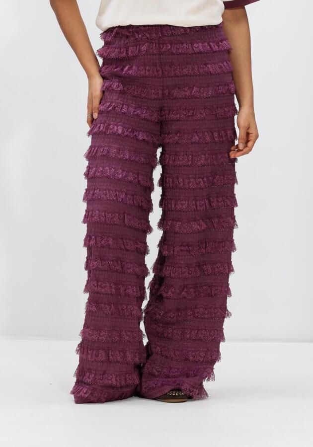 HARPER & YVE kanten wide leg high waist broek donkerpaars