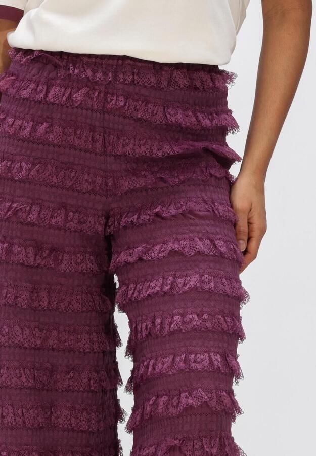 HARPER & YVE kanten wide leg high waist broek donkerpaars - Foto 3