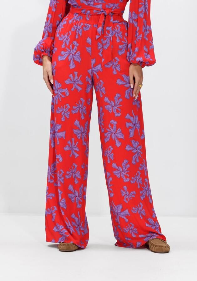 HARPER & YVE wide leg regular waist gebloemde broek rood