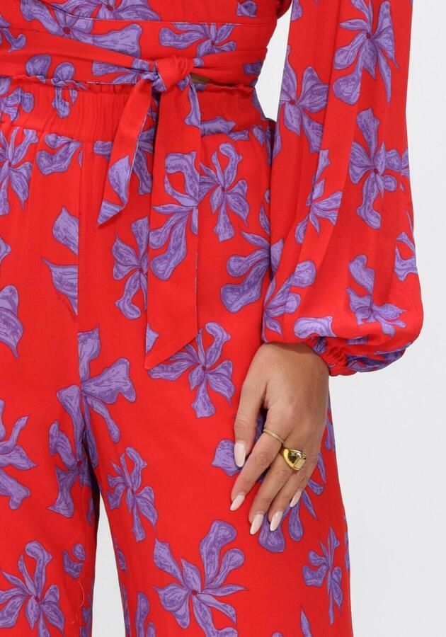 HARPER & YVE wide leg regular waist gebloemde broek rood - Foto 3