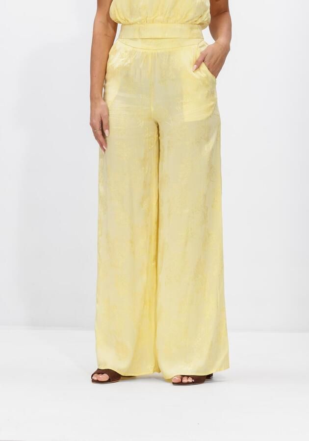 HARPER & YVE wide leg high waist gebloemde broek lichtgeel