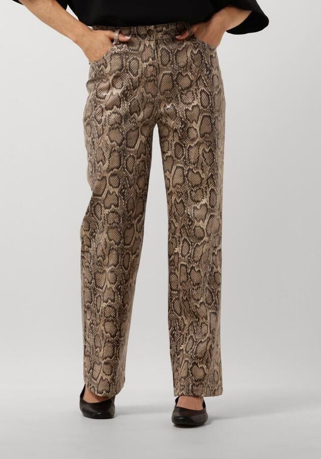 Harper & Yve Wijde Pijp Slangenprint Leatherlook Broek Brown Dames - Foto 3