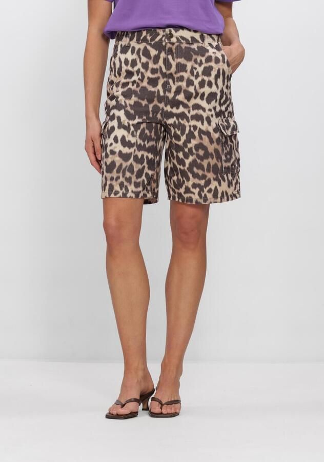 HARPER & YVE denim regular waist short met dierenprint bruin