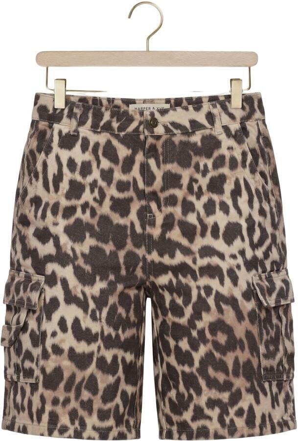 HARPER & YVE denim regular waist short met dierenprint bruin - Foto 4