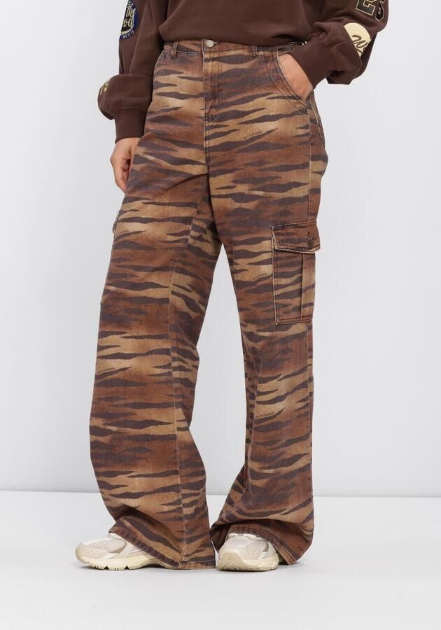 HARPER & YVE wide leg jeans met dierenprint bruin