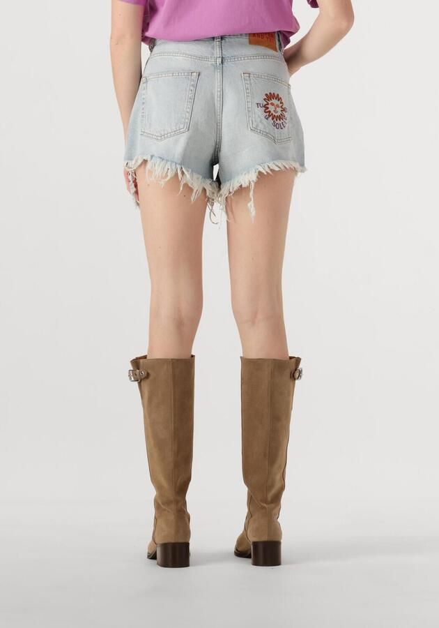 HARPER & YVE straight regular waist denim short light blue denim broderie - Foto 2