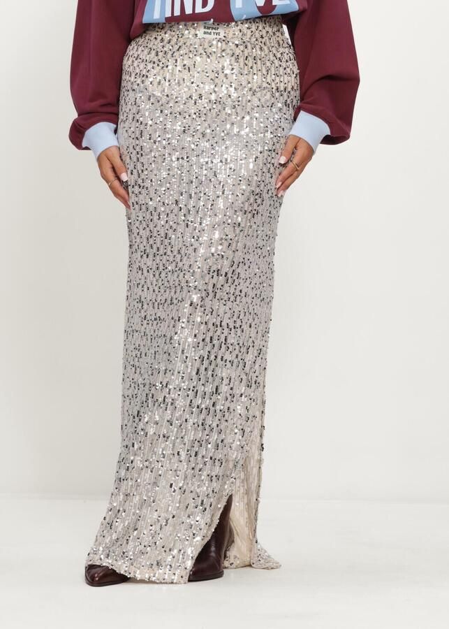 HARPER & YVE maxi rok met pailletten crème