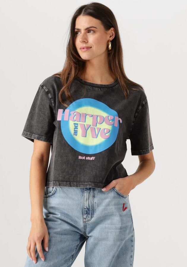 HARPER & YVE Dames Tops & T-shirts Hotstuff-ss Cropped Zwart - Foto 4