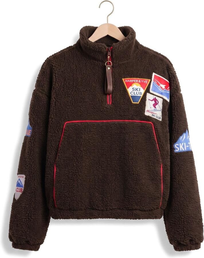 HARPER & YVE Teddy pullover met patches donkerbruin - Foto 2