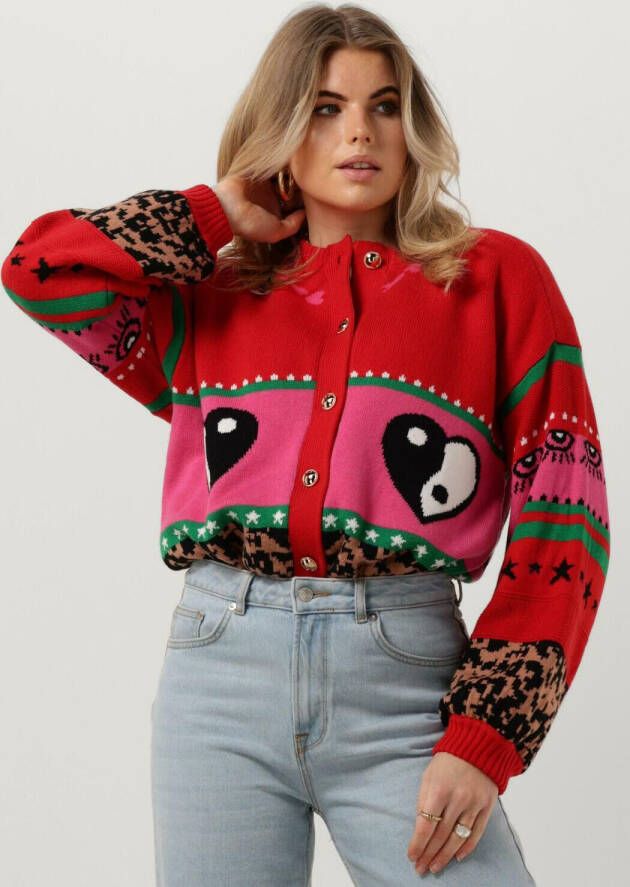 HARPER & YVE vest met wol en all over print rood