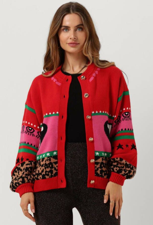 HARPER & YVE vest met wol en all over print rood