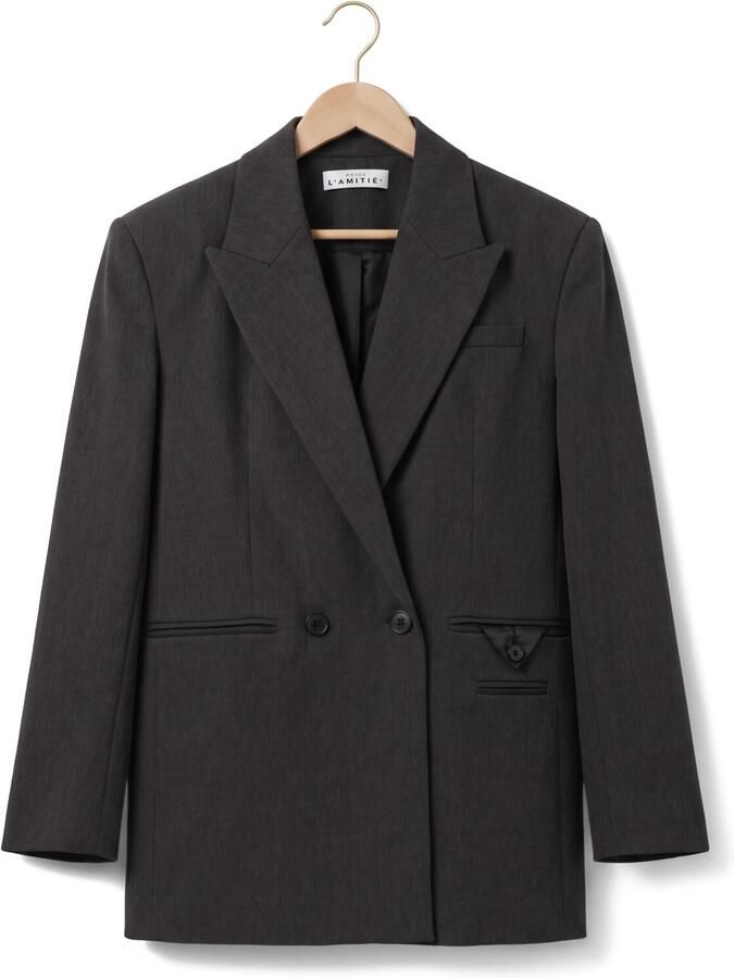 HAUTE L'AMITIÉ Haute L'Amitié Dames Blazers Amy Oversize Triangle Blazer Donkergrijs - Foto 2