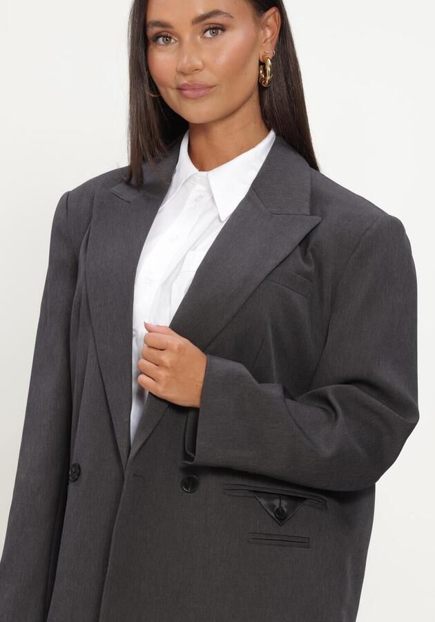 HAUTE L'AMITIÉ Haute L'Amitié Dames Blazers Amy Oversize Triangle Blazer Donkergrijs - Foto 4
