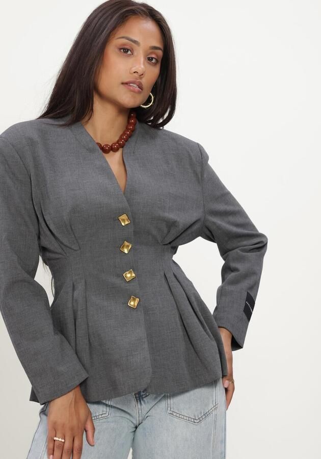 HAUTE L'AMITIÉ Haute L'Amitié Dames Blazers Enna Waist Pleat Blazer Grijs - Foto 4