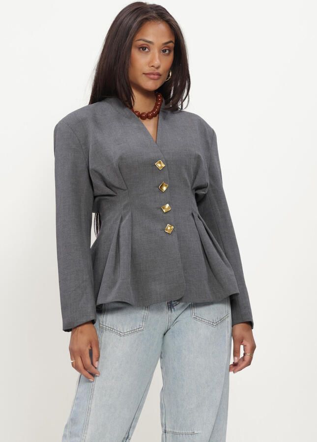 HAUTE L'AMITIÉ Haute L'Amitié Dames Blazers Enna Waist Pleat Blazer Grijs - Foto 3