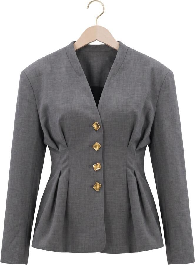 HAUTE L'AMITIÉ Haute L'Amitié Dames Blazers Enna Waist Pleat Blazer Grijs - Foto 2
