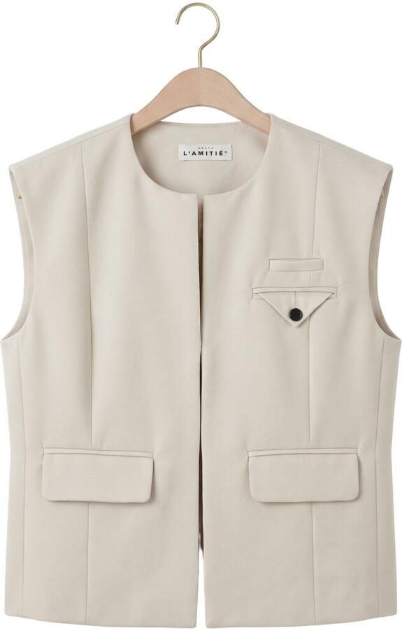 HAUTE L'AMITIÉ Haute L'Amitié Dames Blazers Premiere Box Waistcoat Ecru - Foto 4