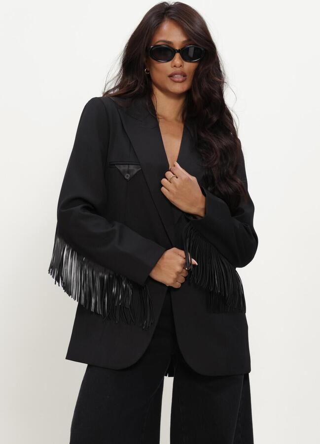 HAUTE L'AMITIÉ Haute L'Amitié Dames Blazers Premiere Fringe Blazer Zwart