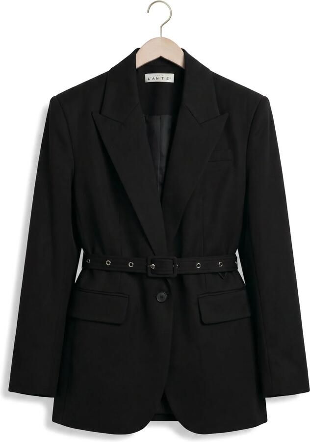 HAUTE L'AMITIÉ Haute L'Amitié Dames Blazers Premiere Oversize Belt Blazer Zwart - Foto 2