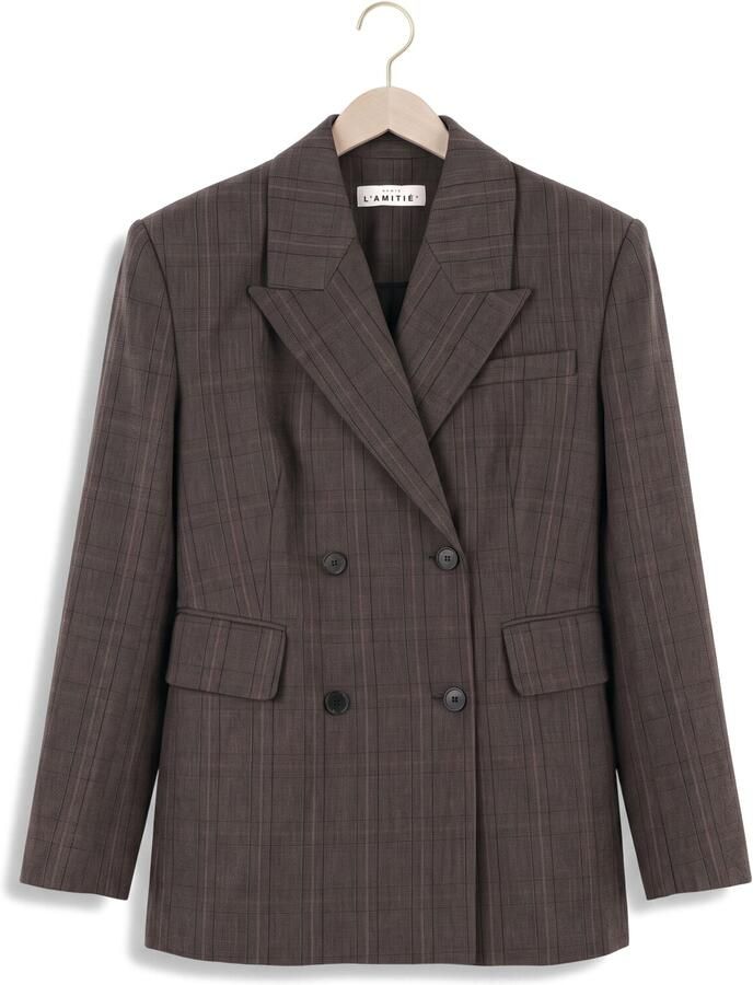 HAUTE L'AMITIÉ Haute L'Amitié Dames Blazers Waist Fit Check Blazer Taupe - Foto 2