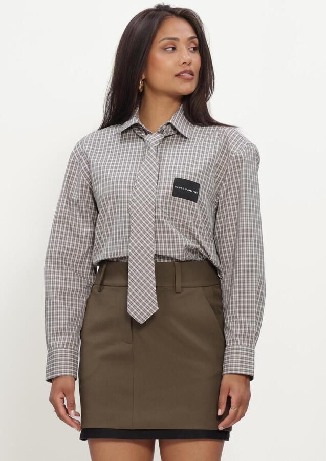 HAUTE L'AMITIÉ Haute L'Amitié Dames Blouses Chess Tie Shirt Beige