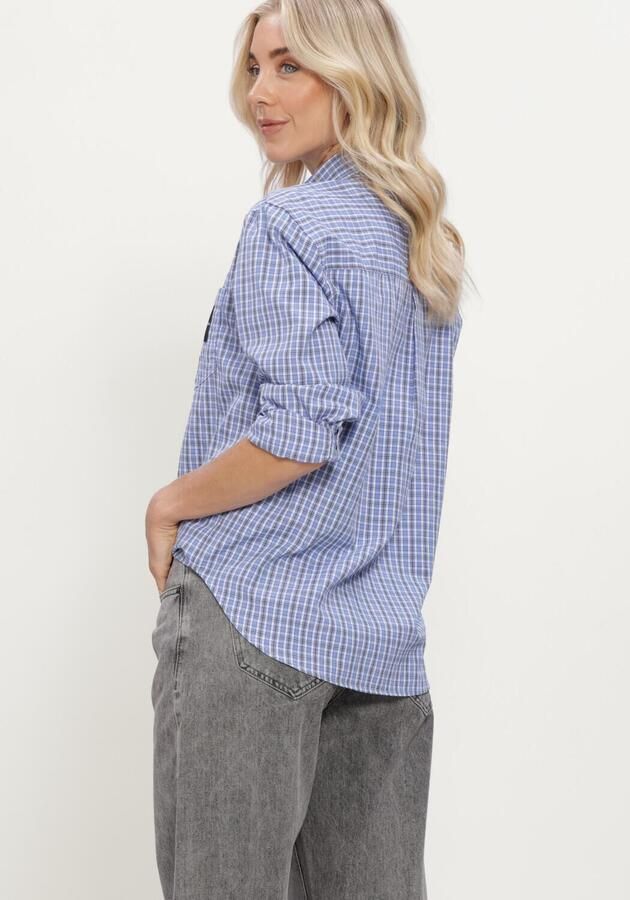 HAUTE L'AMITIÉ Haute L'Amitié Dames Blouses Contrast Color Check Shirt Blauw - Foto 2